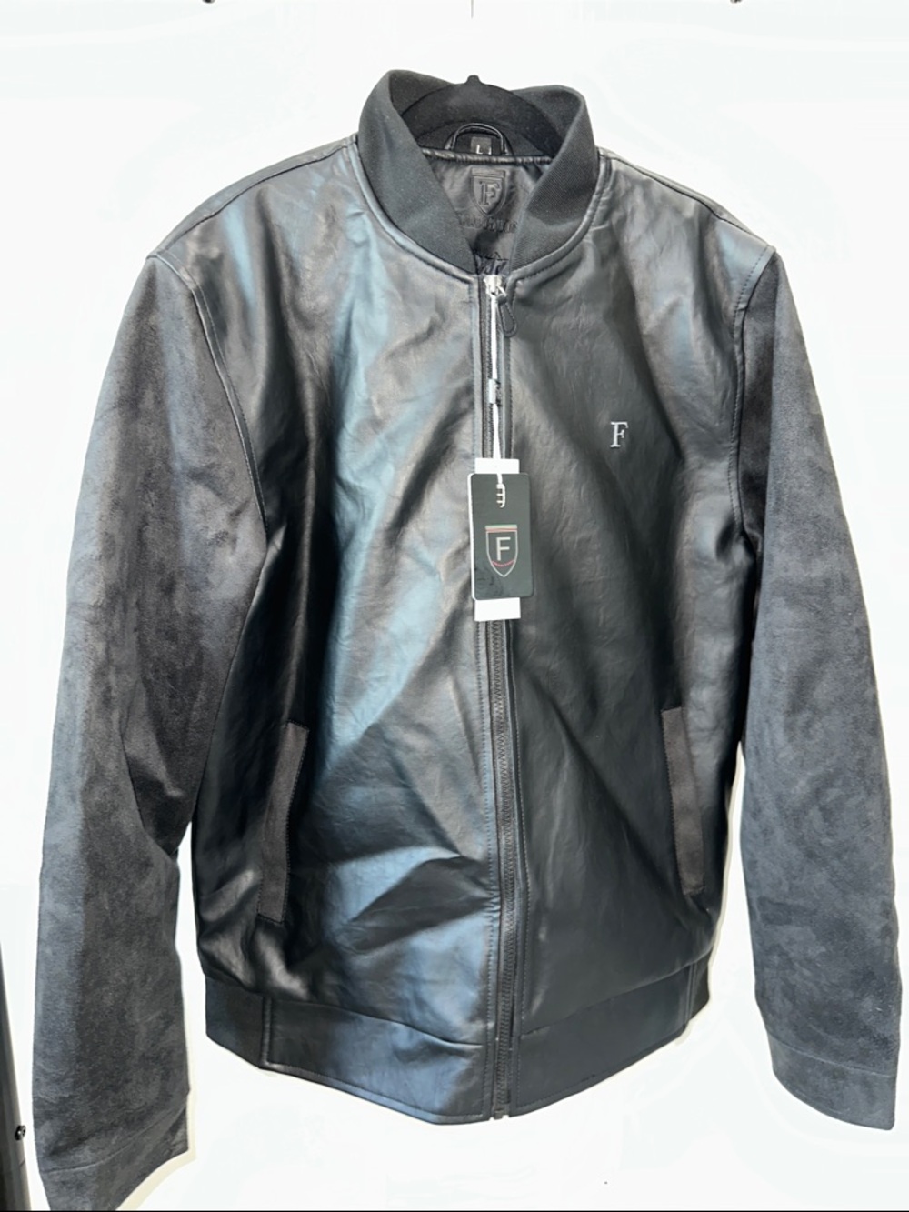 Ferrari Black Leather & Suede Bomber Jacket